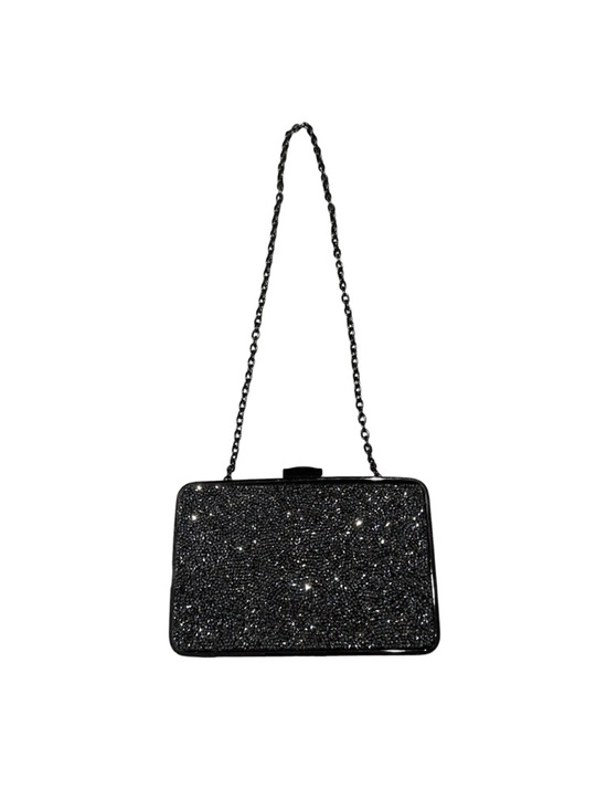 Sondra Roberts Handbags - Sondra Roberts Black Glitter Rhinestone Top Lock Chain-Handle Evening Clutch